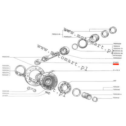 Adatinis guolis 874901 M72 K750 Ural Dnepr MT diferencialo adatos ADATOS guolis